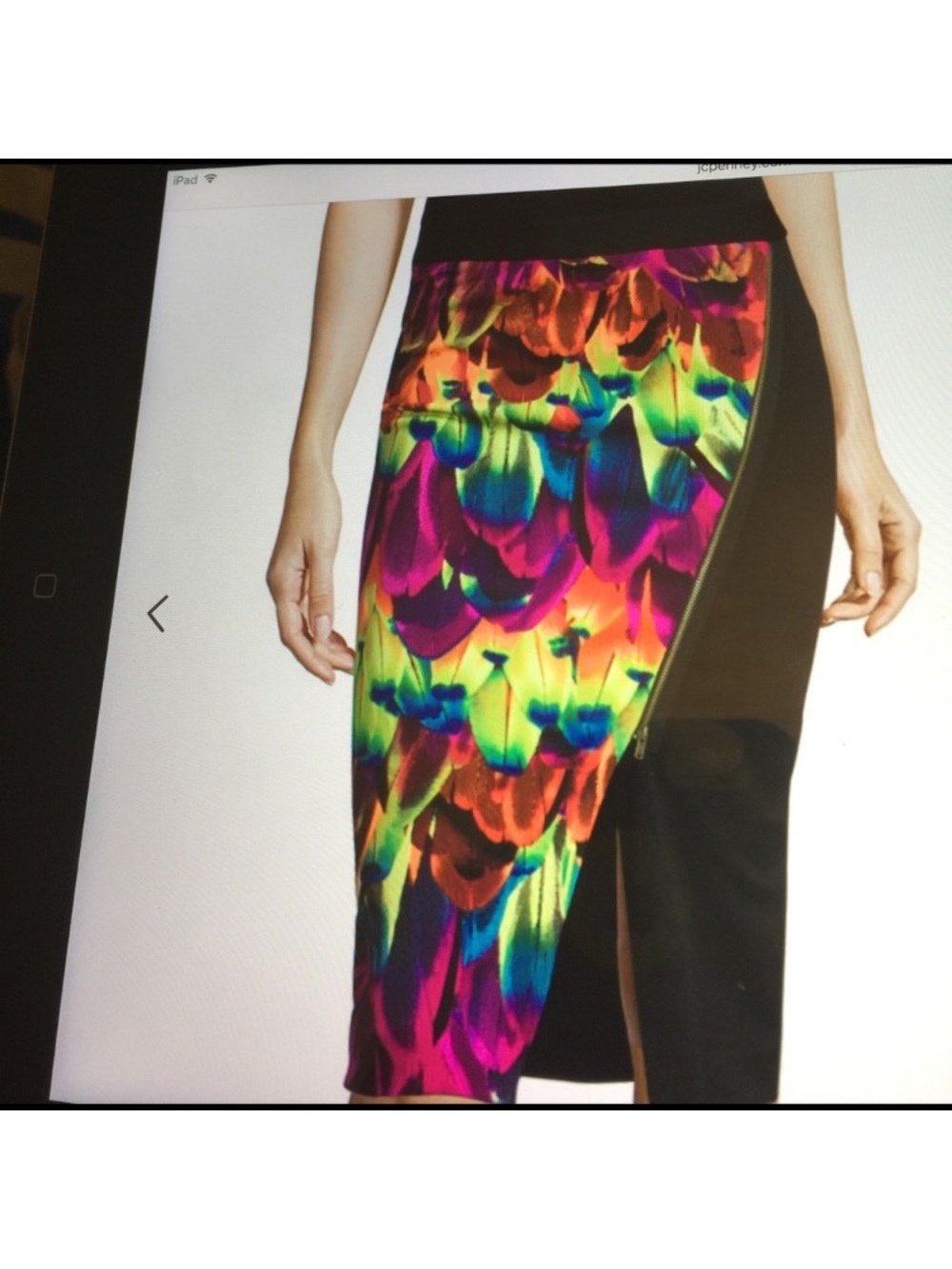 Worthington Multicolor Floral Asymmetrical Midi Skirt with Black Panel
